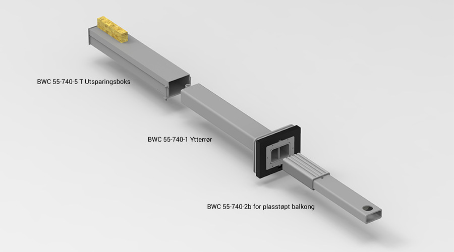 BWC 55 740 bb for plasstøpte balkonger 3 m tekst