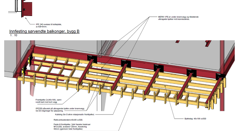 3 D View Typisk balkong i tre