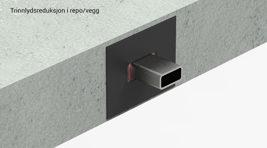 Trinnlyd i repo vegg med tekst